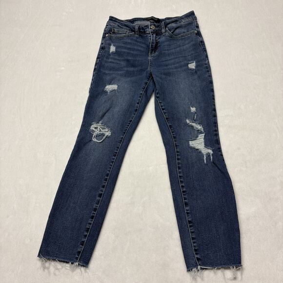 Judy Blue Beverly Vintage Relaxed Fit Distressed Raw Hem Jeans Womens Size 5/27 - Picture 13 of 14